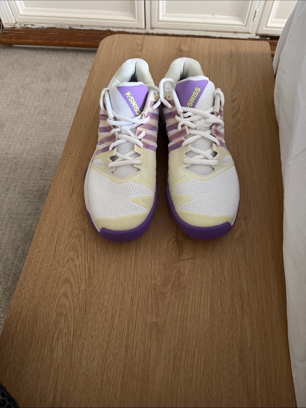 K-Swiss White Lavender and Cream Women's Sneakers